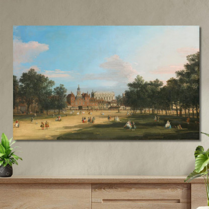Una Vista Delle Vecchie Guardie A Cavallo E Della Sala Dei Banchetti Di Whitehall Viste Da St. James Park Canaletto quadro stamp
