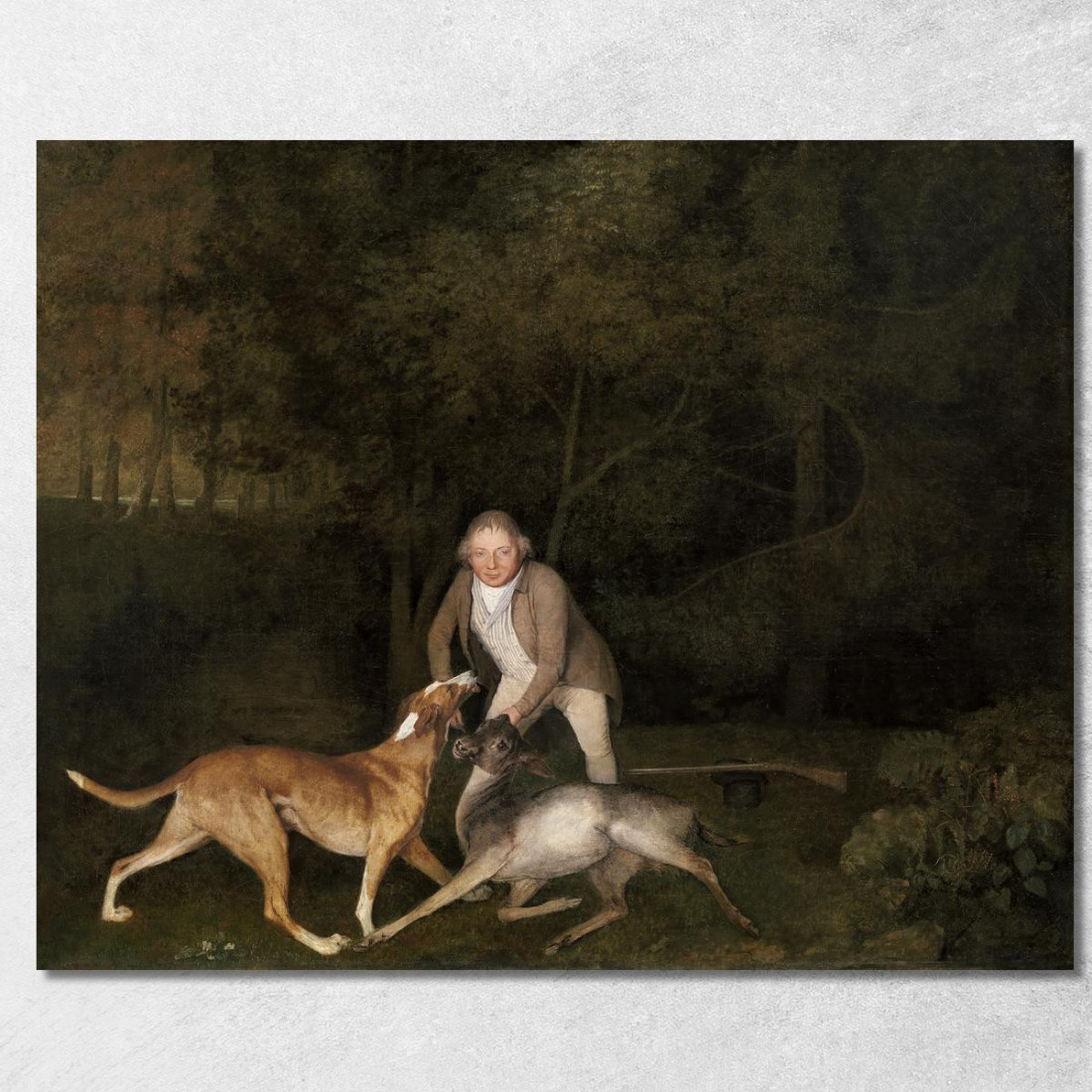 Freeman, El Guardabosques Del Conde De Clarendon Con Una Gama Moribunda Y Un Perro De Caza 1800 George Stubbs cuadro en lienzo