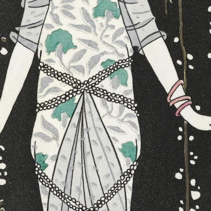 Costumi Parigini Abito Da Sera Ampio Del Journal Des Dames Et Des Modes George Barbier gbb17 quadro stampato su tela