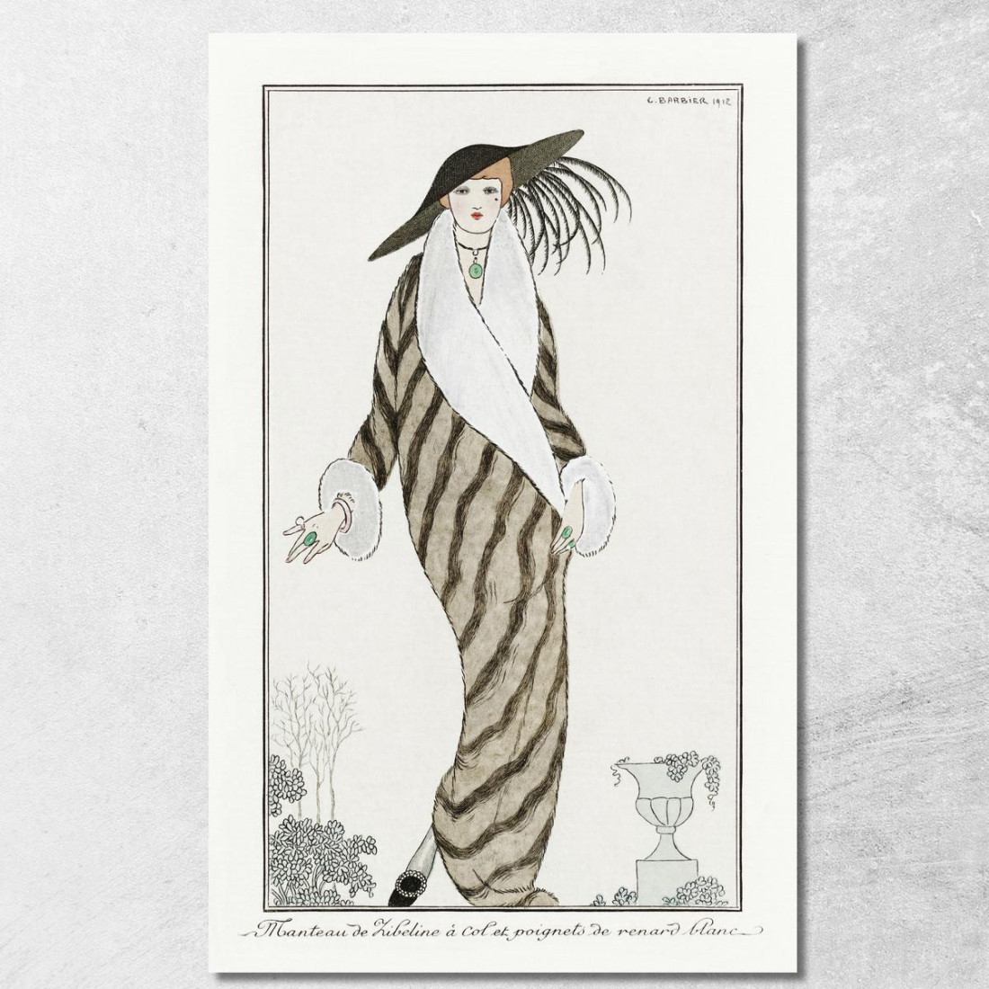 Cappotto Zibelin Per Costumi Parigini George Barbier gbb18 quadro stampato su tela Cappotto Zibelin Per Costumi Parigini George Barbier gbb18 quadro stampato su tela