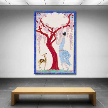 Donna Fulva E Albero Rosso George Barbier gbb55 quadro stampato su tela