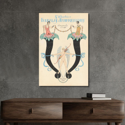 Copertina Di Falbalas & Fanfreluches Almanac Des Modes Presentes Pastes Et Futures George Barbier gbb56 quadro stampato su tela