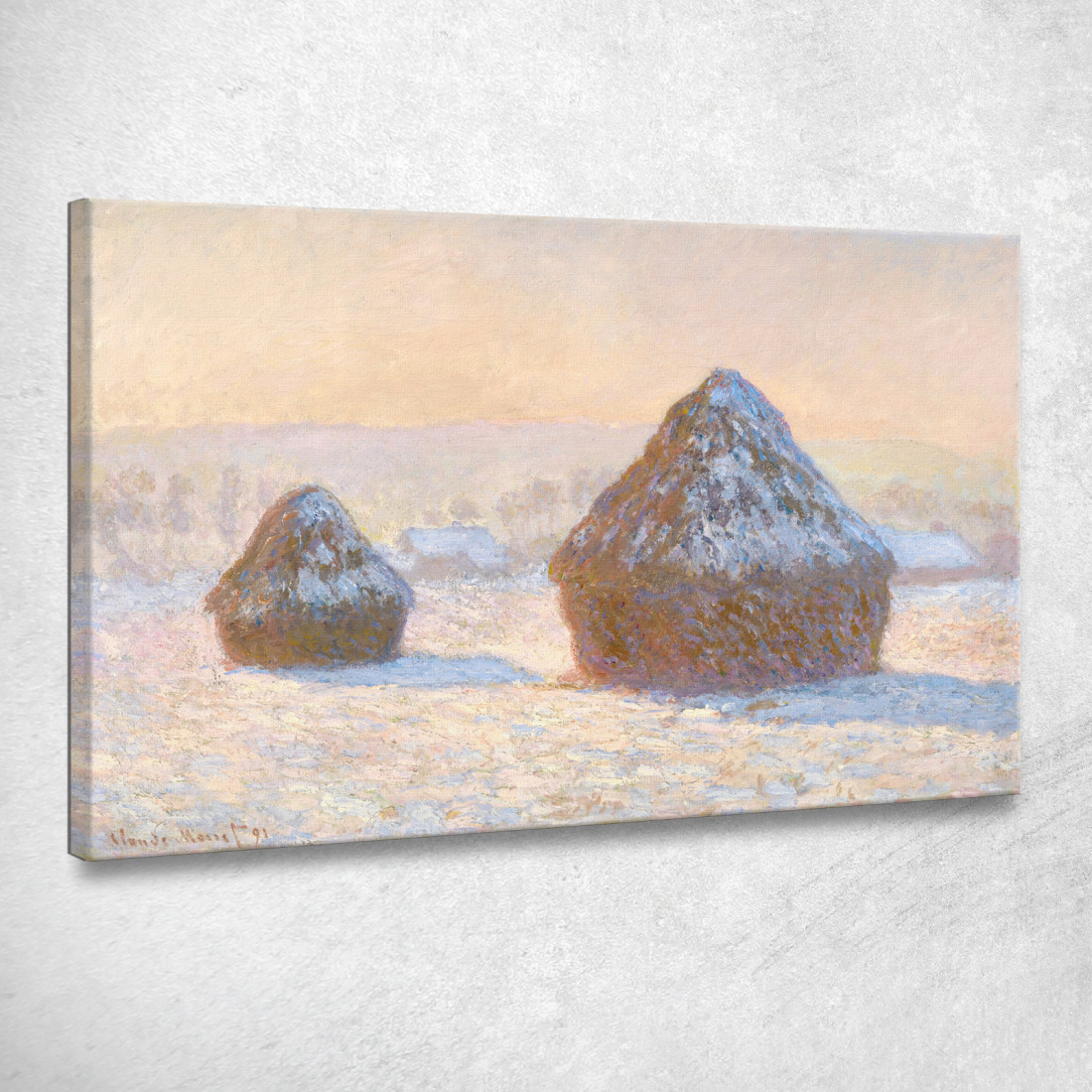 Mattina Effetto Neve Con Cocchi Di Grano Claude Monet mnt372 quadro stampato su tela Mattina Effetto Neve Con Cocchi Di Grano Claude Monet mnt372 quadro stampato su tela