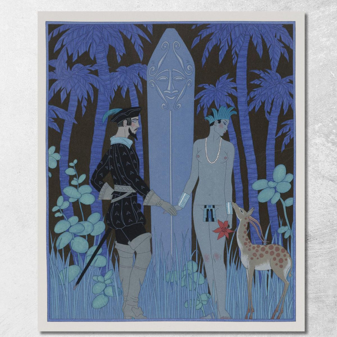 Pocohontas Incontra John Smith George Barbier gbb143 quadro stampato su tela Pocohontas Incontra John Smith George Barbier gbb143 quadro stampato su tela