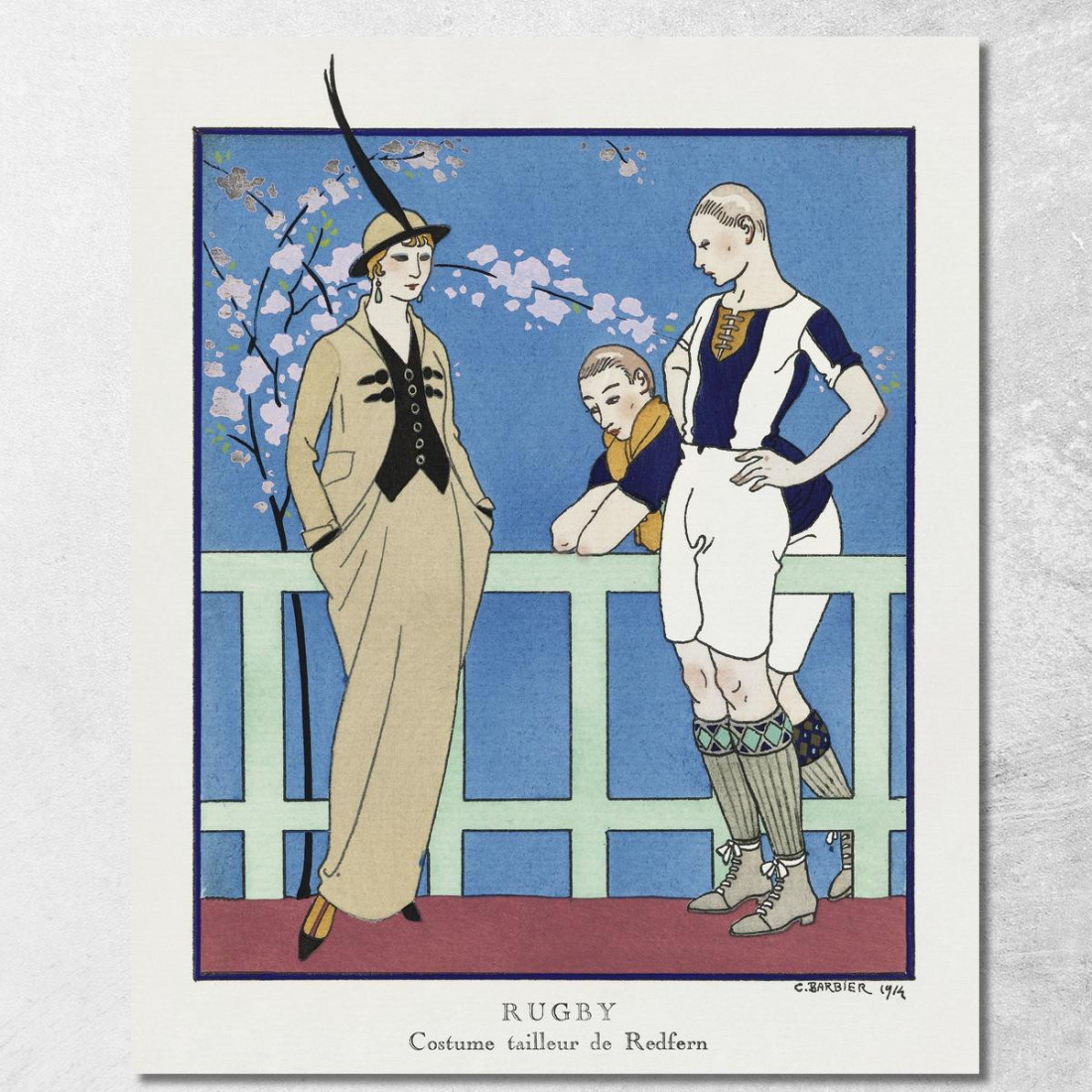 Abito Sartoriale Rugby Redfern Della Gazette Du Bon Ton N. 4 Pl. 39 George Barbier gbb151 quadro stampato su tela Abito Sartoriale Rugby Redfern Della Gazette Du Bon Ton N. 4 Pl. 39 George Barbier gbb151 quadro stampato su tela