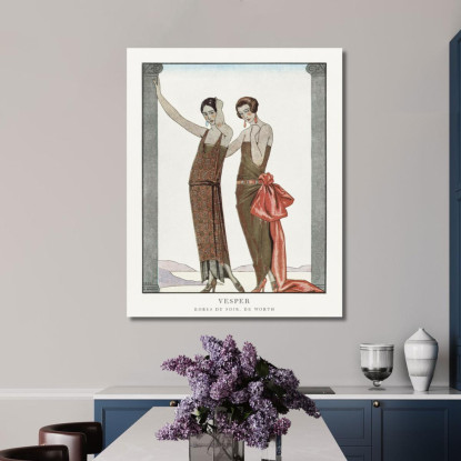 Vesper Abiti Da Sera Di Worth Dalla Gazette Du Bon Ton N. 8 George Barbier gbb158 quadro stampato su tela
