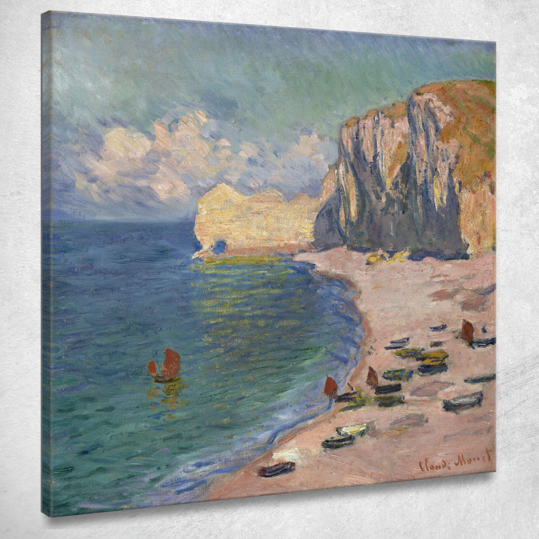 Étretat La Spiaggia E La Falaise D'Amont Claude Monet mnt379 quadro stampato su tela Étretat La Spiaggia E La Falaise D'Amont Claude Monet mnt379 quadro stampato su tela
