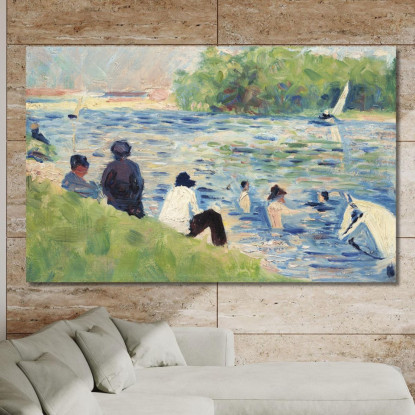 Bagnanti Studio Per Bagnanti Ad Asnières Georges Seurat gsr8 quadro stampato su tela