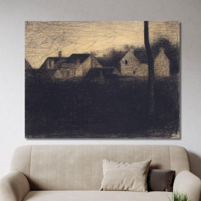 Paesaggio Con Case Georges Seurat gsr40 quadro stampato su tela