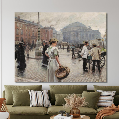 Kongens Nytorv Con Lo Shopping Musse Paul Fischer pfs42 quadro stampato su tela