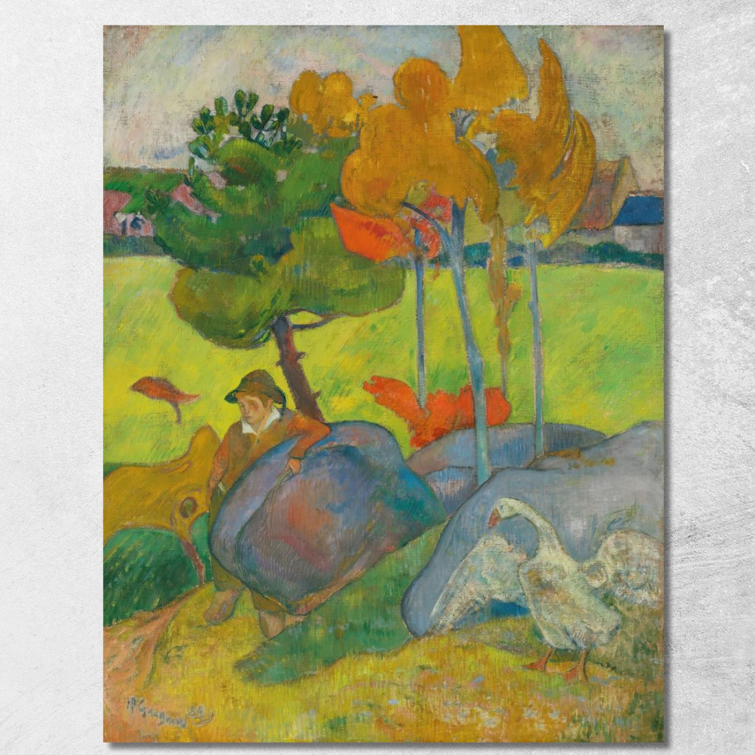 Piccolo Bretone Con L--Oca Paul Gauguin pgg80 quadro stampato su tela