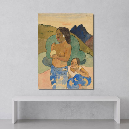 Due Donne Tahitiane In Un Paesaggio Paul Gauguin pgg149 quadro stampato su tela