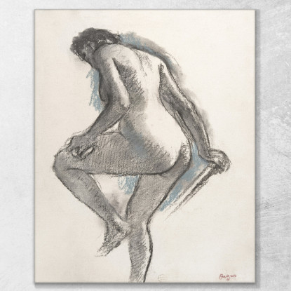 Bagnante Di Donna Nuda Che Si Spugna Il Ginocchio Edgar Degas edg53 quadro stampato su tela