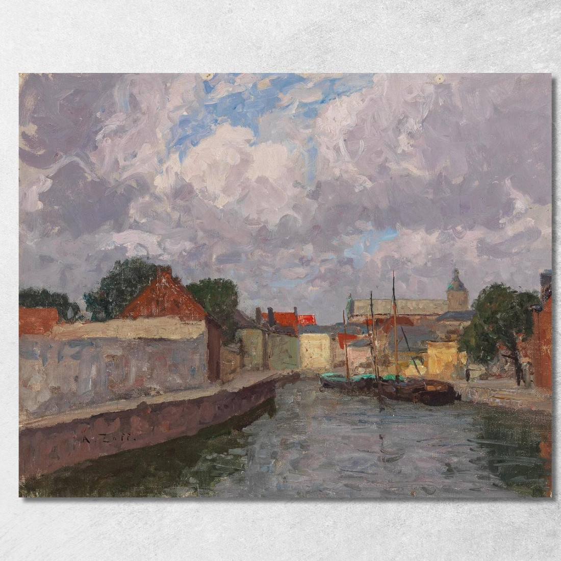 Un Canale Con Barche Prima Di Una Città Alfred Zoff azf1 quadro stampato su tela Un Canale Con Barche Prima Di Una Città Alfred Zoff azf1 quadro stampato su tela