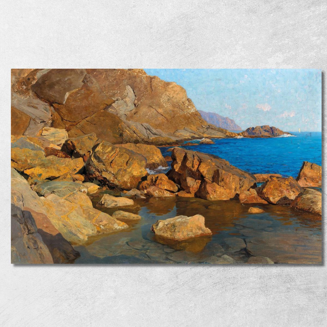 Costa Rocciosa Vicino A Nervi Nel Sole Della Sera Alfred Zoff azf34 quadro stampato su tela Costa Rocciosa Vicino A Nervi Nel Sole Della Sera Alfred Zoff azf34 quadro stampato su tela