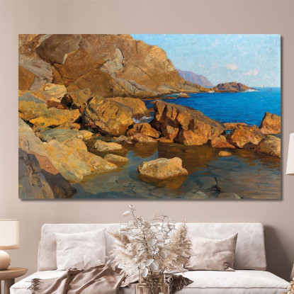 Costa Rocciosa Vicino A Nervi Nel Sole Della Sera Alfred Zoff azf34 quadro stampato su tela