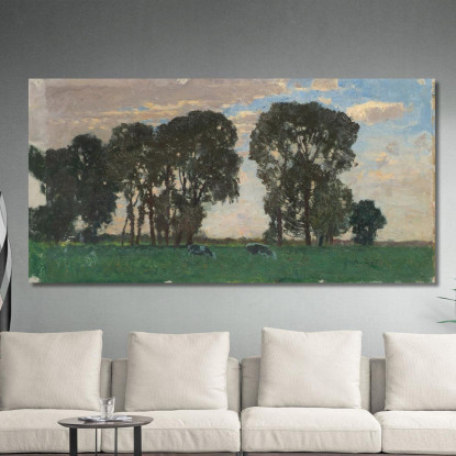 Pascolo Per Bestiame Langenpreising Con Grandi Alberi Alfred Zoff azf46 quadro stampato su tela