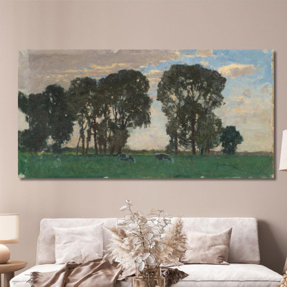 Pascolo Per Bestiame Langenpreising Con Grandi Alberi Alfred Zoff azf46 quadro stampato su tela