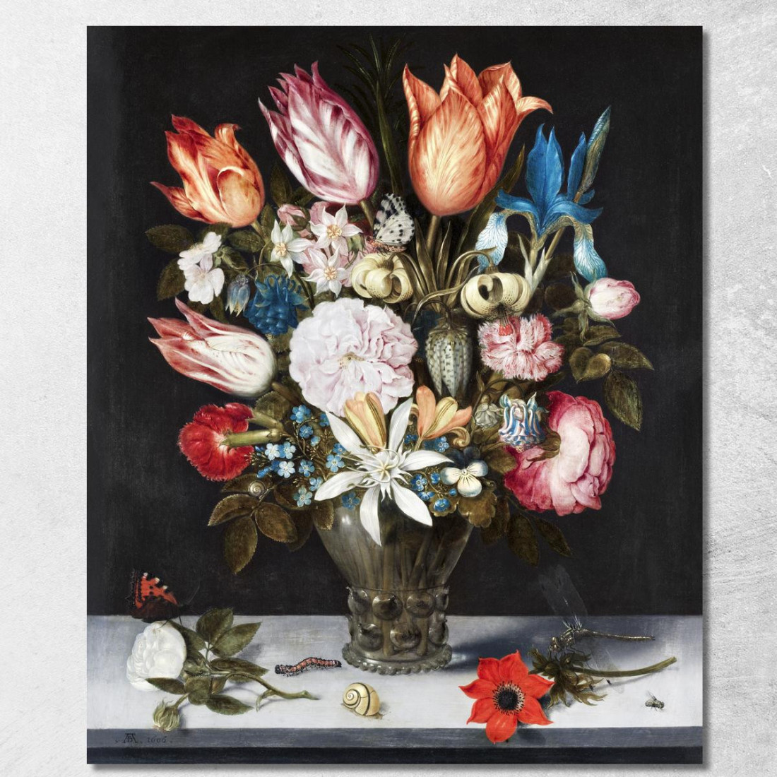 Fiori In Un Bicchiere 1606 Ambrosius Bosschaert abc2 quadro stampato su tela Fiori In Un Bicchiere 1606 Ambrosius Bosschaert abc2 quadro stampato su tela