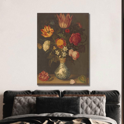 Natura Morta Con Fiori In Un Vaso Wan-Li 1619 Ambrosius Bosschaert abc3 quadro stampato su tela