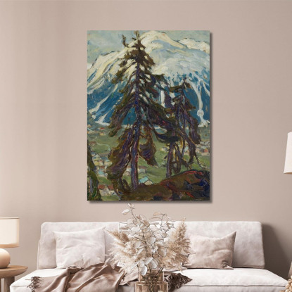Abeti Davanti Alle Montagne. Studio Dalla Norvegia Settentrionale Anna Boberg abb15 quadro stampato su tela