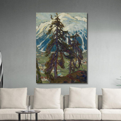 Abeti Davanti Alle Montagne. Studio Dalla Norvegia Settentrionale Anna Boberg abb15 quadro stampato su tela
