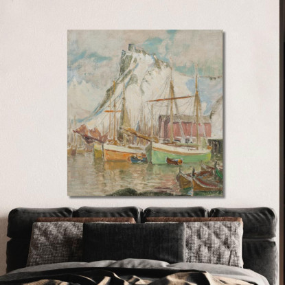 Nel Porto Di Svolvaer. Studio Da Lofoten Anna Boberg abb19 quadro stampato su tela