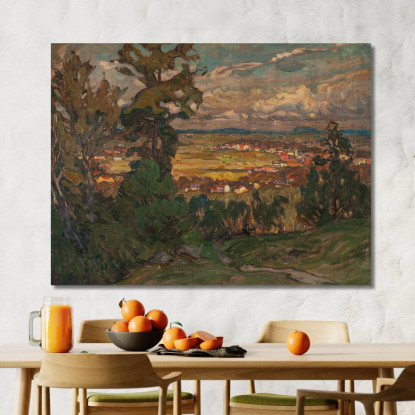 Paesaggio Con Un Villaggio. Studio Della Norvegia Settentrionale Anna Boberg abb21 quadro stampato su tela