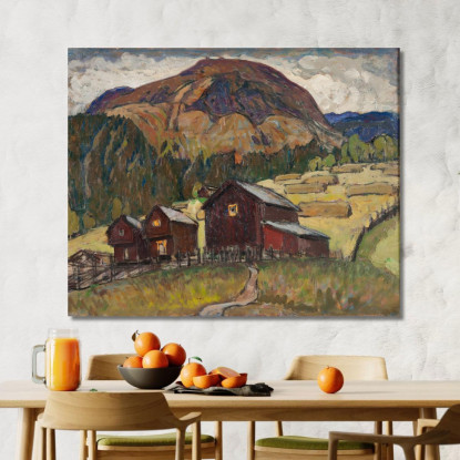 Paesaggio Estivo Con Scudi. Studio Della Norvegia Settentrionale Anna Boberg abb40 quadro stampato su tela