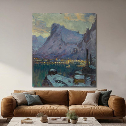 Il Porto Di Svolvaer Al Culmine Della Stagione Di Pesca. Studio Da Lofoten Anna Boberg abb42 quadro stampato su tela