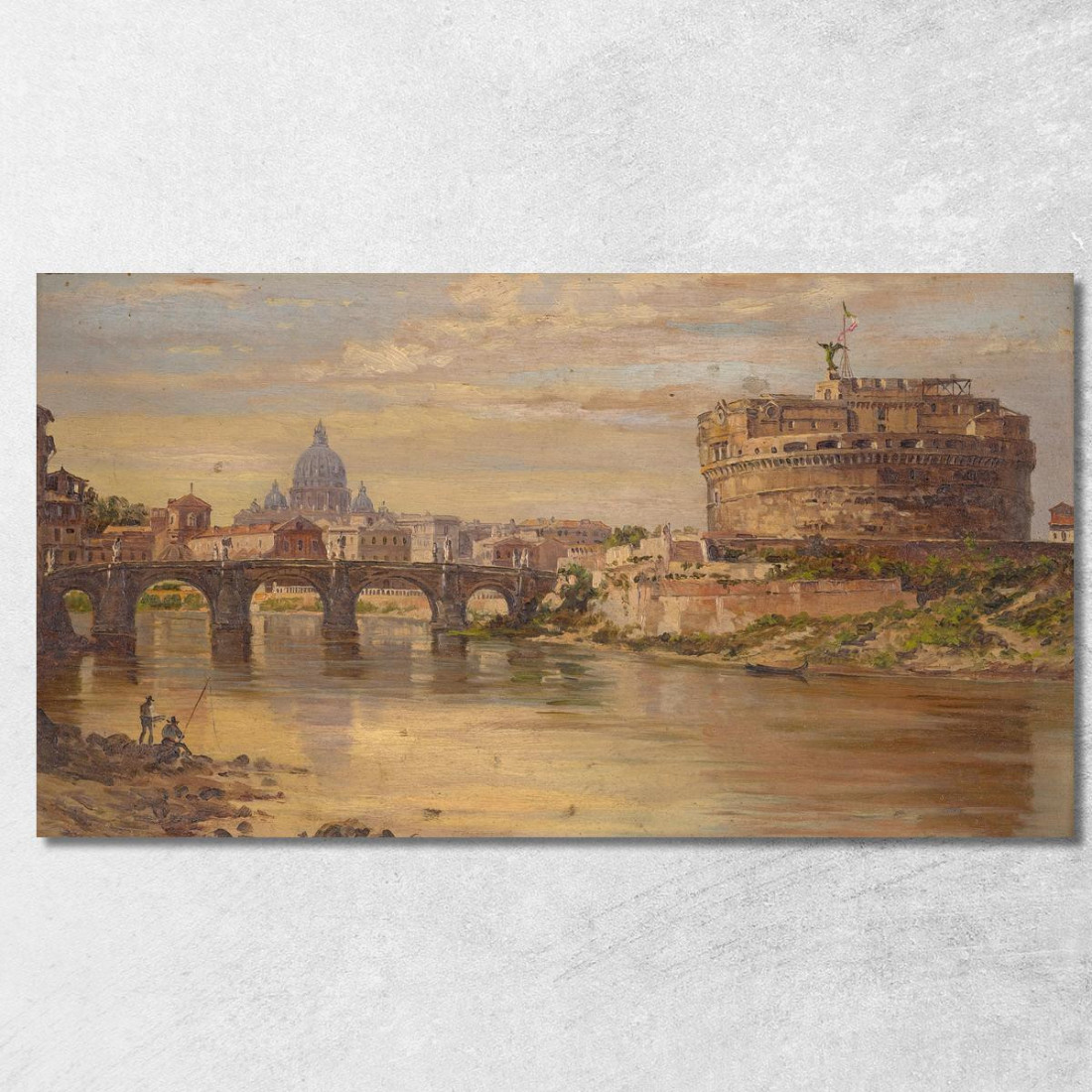Una Vista Del Tevere Con Castel Sant'Angelo E San Pietro Antonietta Brandeis abn5 quadro stampato su tela Una Vista Del Tevere Con Castel Sant'Angelo E San Pietro Antonietta Brandeis abn5 quadro stampato su tela