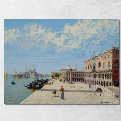 Figures By The Molo With The Libreria The Punta Della Dogana And Santa Maria Della Salute Beyond Antonietta Brandeis abn14 quad