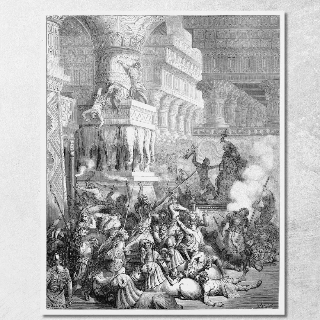 Distrugge Il Tempio Di Dagon Doré Gustave gdr18 quadro stampato su tela Distrugge Il Tempio Di Dagon Doré Gustave gdr18 quadro stampato su tela