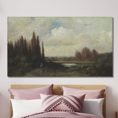 Paesaggio Con Cavaliere Presso Uno Stagno Doré Gustave gdr47 quadro stampato su tela
