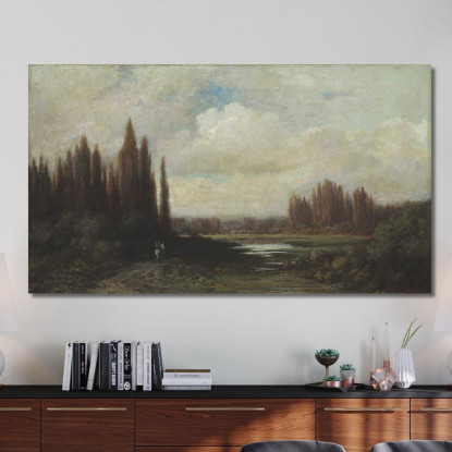 Paesaggio Con Cavaliere Presso Uno Stagno Doré Gustave gdr47 quadro stampato su tela