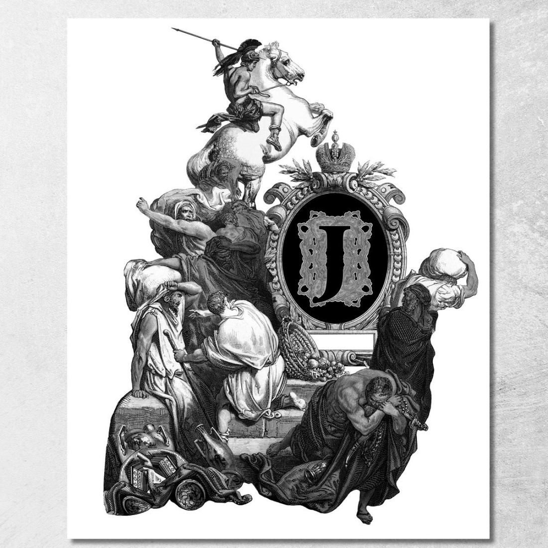 Lussuose Iniziali Vittoriane Lettera J Dopo Un'Incisione Doré Gustave gdr50 quadro stampato su tela Lussuose Iniziali Vittoriane Lettera J Dopo Un'Incisione Doré Gustave gdr50 quadro stampato su tela