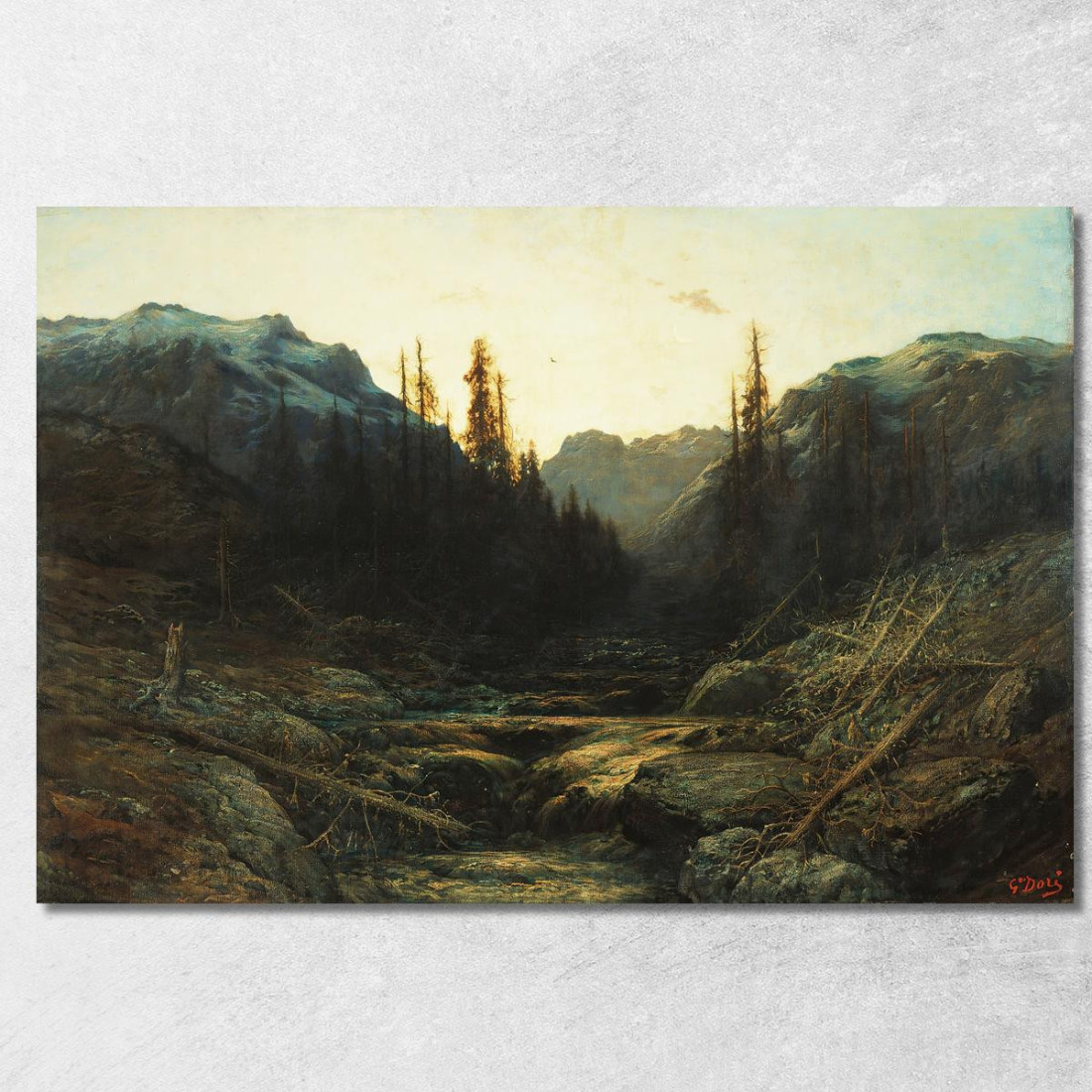 Ruscello In Montagna Al Tramonto Doré Gustave gdr65 quadro stampato su tela Ruscello In Montagna Al Tramonto Doré Gustave gdr65 quadro stampato su tela