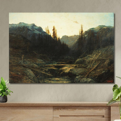 Ruscello In Montagna Al Tramonto Doré Gustave gdr65 quadro stampato su tela