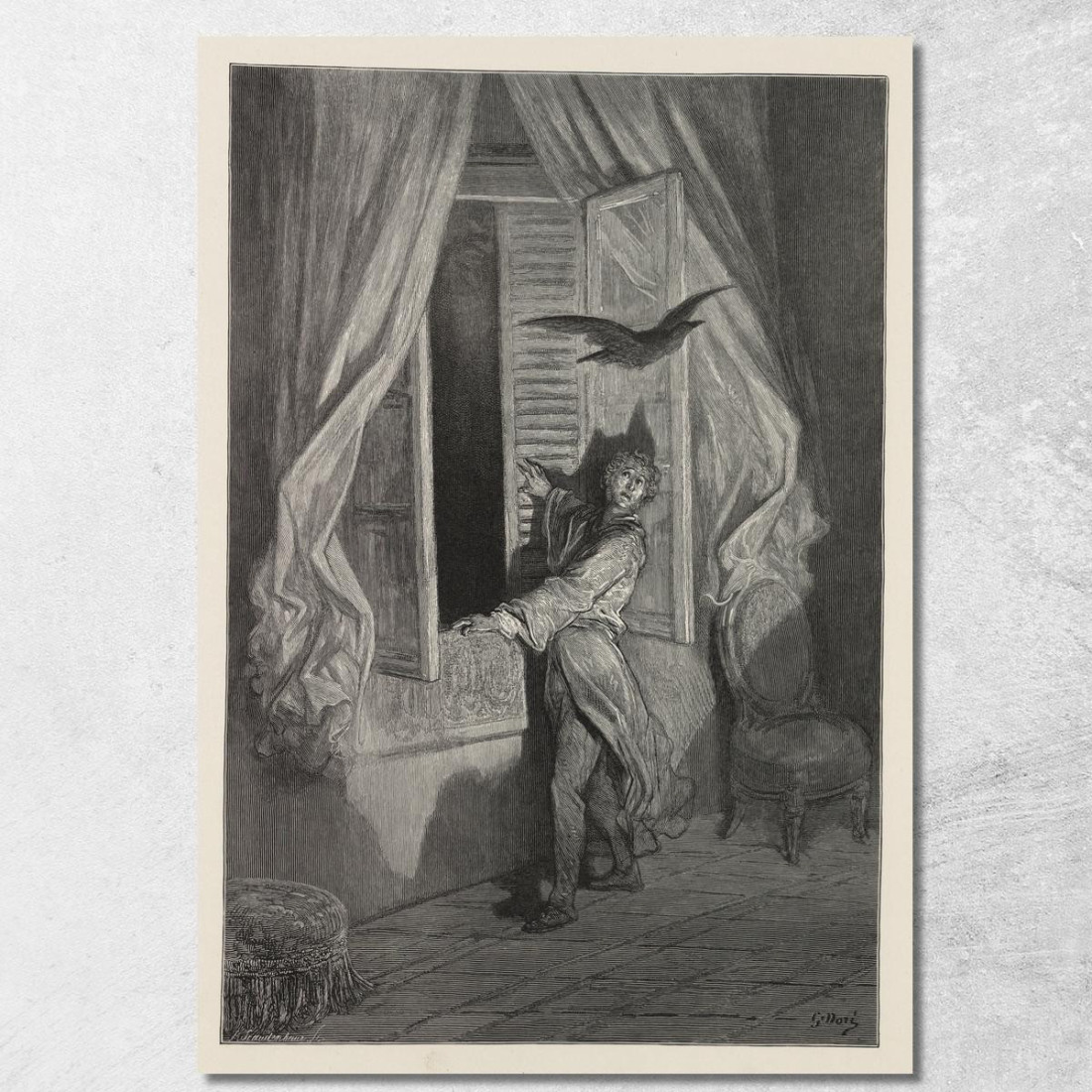Il Corvo Pl.13 Doré Gustave gdr96 quadro stampato su tela Il Corvo Pl.13 Doré Gustave gdr96 quadro stampato su tela