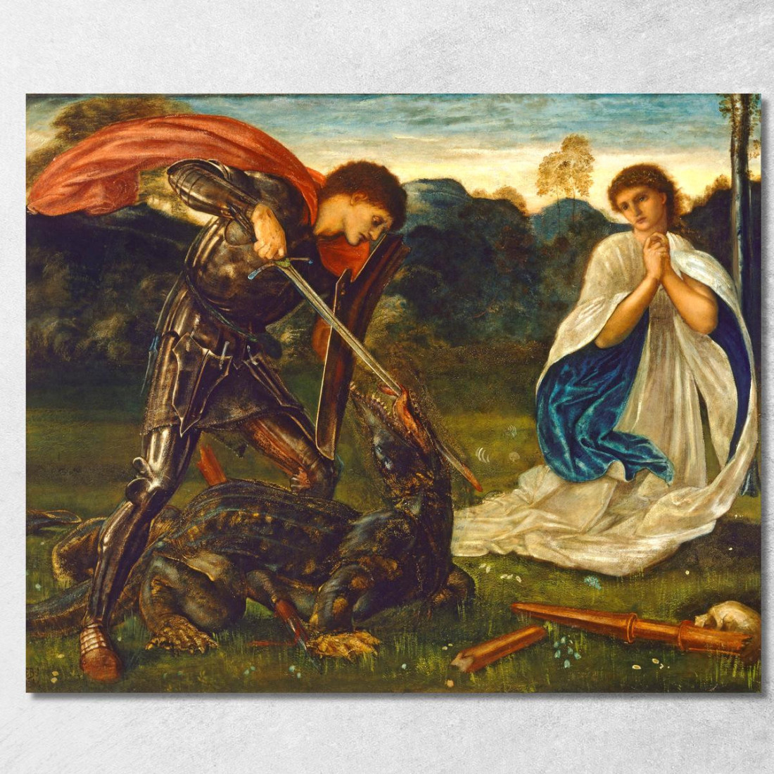 La Lotta - San Giorgio Uccide Il Drago Vi Edward Burne Jones ebj8 quadro stampato su tela La Lotta - San Giorgio Uccide Il Drago Vi Edward Burne Jones ebj8 quadro stampato su tela