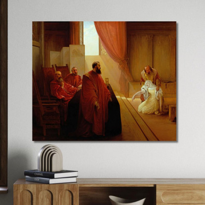Valenza Gradenigo Before The Inquisition Francesco Hayez fhy21 quadro stampato su tela