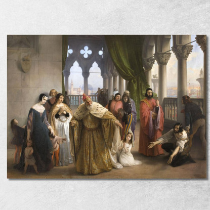 L'Ultimo Incontro Tra Jacopo Foscari E La Sua Famiglia Prima Dell'Esilio Francesco Hayez fhy45 quadro stampato su tela