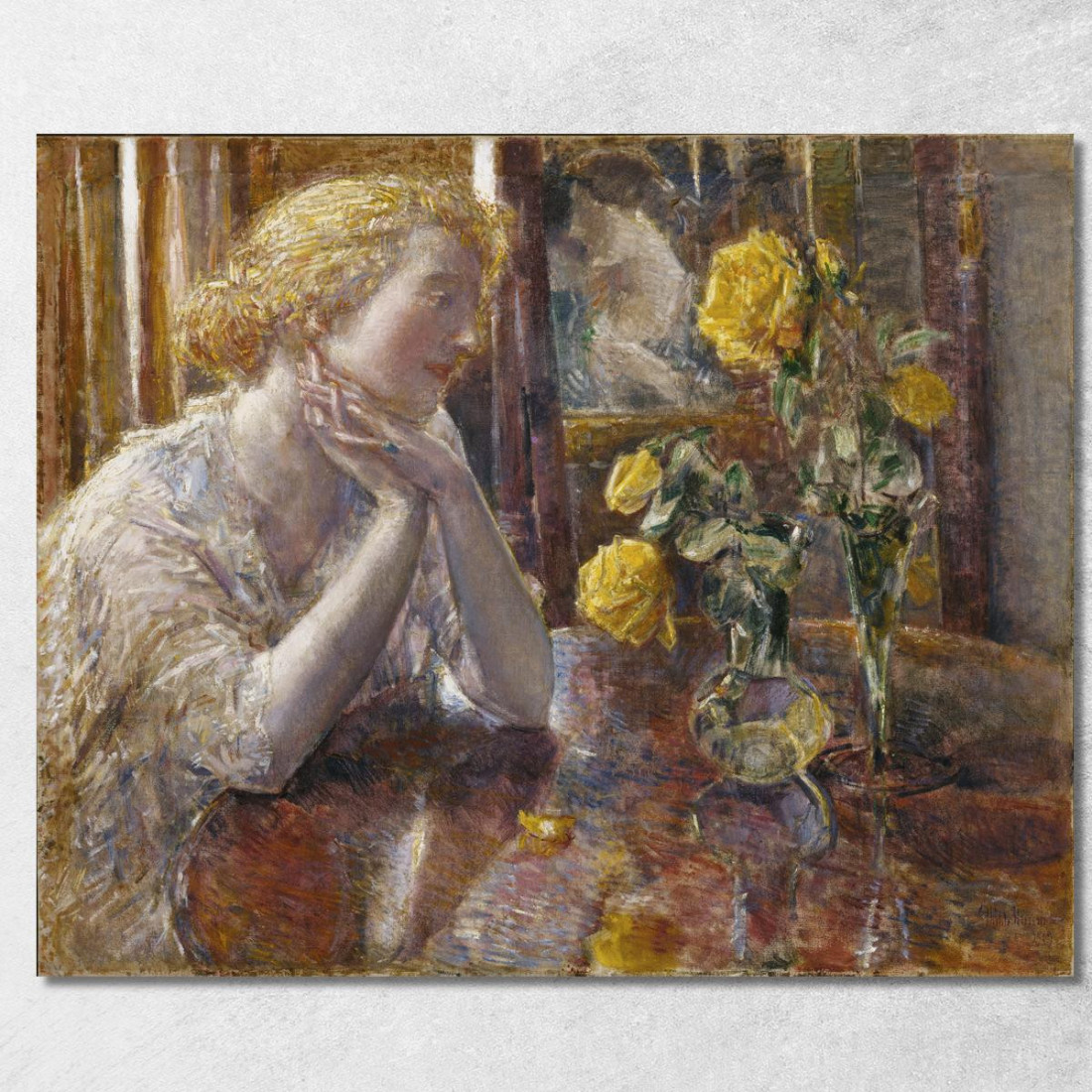 Maresciallo Niel Roses Frederick Childe Hassam fch7 quadro stampato su tela Maresciallo Niel Roses Frederick Childe Hassam fch7 quadro stampato su tela