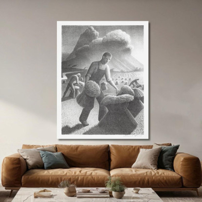 Tempesta In Avvicinamento Grant Wood gwo2 quadro stampato su tela