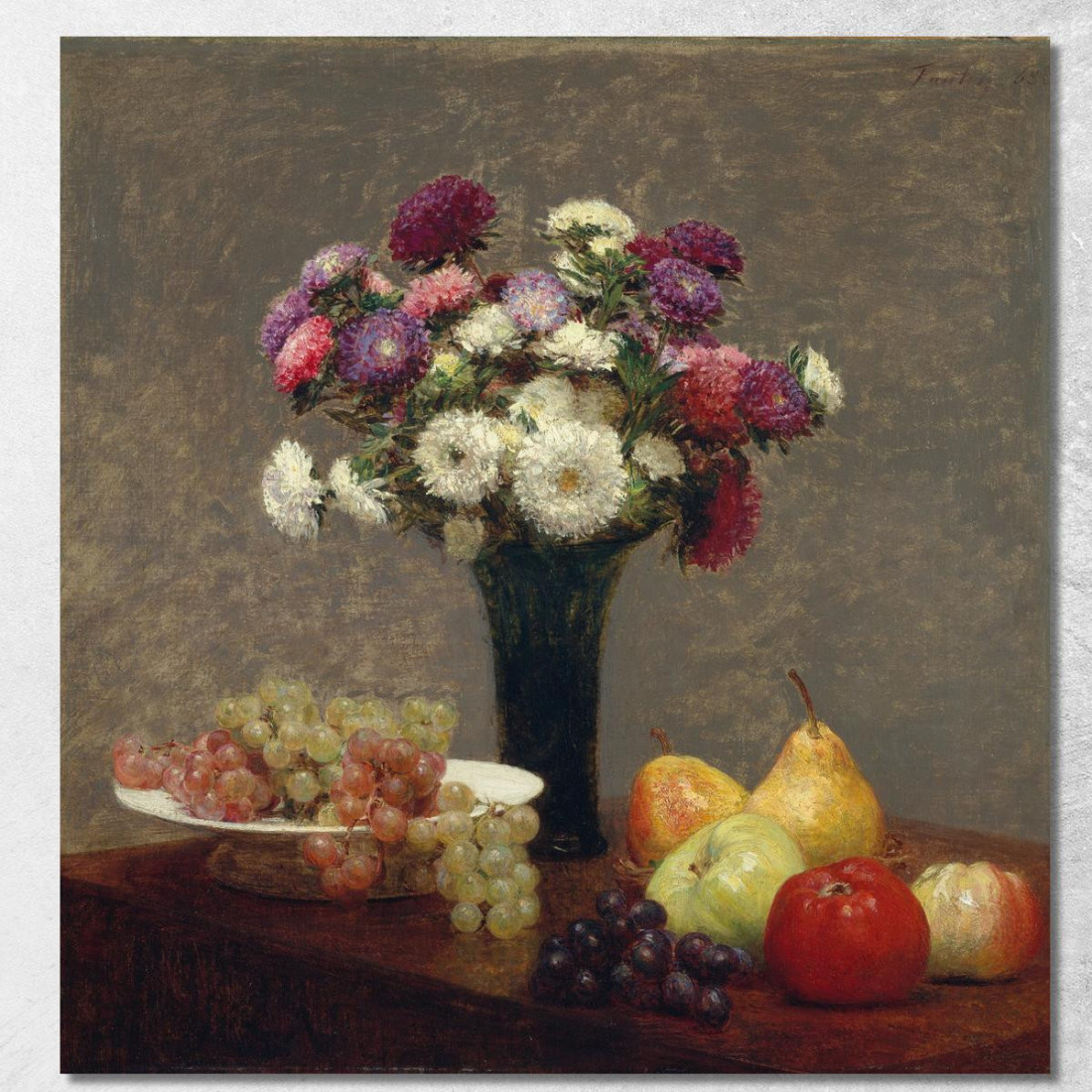 Aster E Frutta Su Un Tavolo Henri Fantin-Latou hfl1 quadro stampato su tela Aster E Frutta Su Un Tavolo Henri Fantin-Latou hfl1 quadro stampato su tela