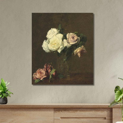 Rose Henri Fantin-Latou hfl16 quadro stampato su tela