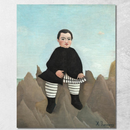 Ragazzo Sulle Rocce1 Henri Rousseau hrs4 quadro stampato su tela