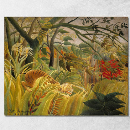 Tigre In Una Tempesta Tropicale Henri Rousseau hrs42 quadro stampato su tela