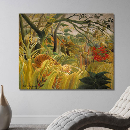 Tigre In Una Tempesta Tropicale Henri Rousseau hrs42 quadro stampato su tela