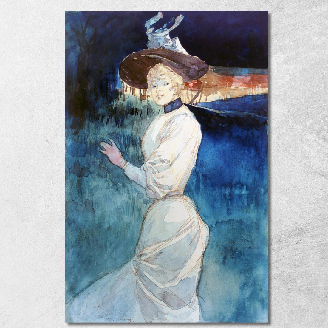 Elegante In Un Abito Bianco In Un Paesaggio Henry Somm hmm7 quadro stampato su tela Elegante In Un Abito Bianco In Un Paesaggio Henry Somm hmm7 quadro stampato su tela